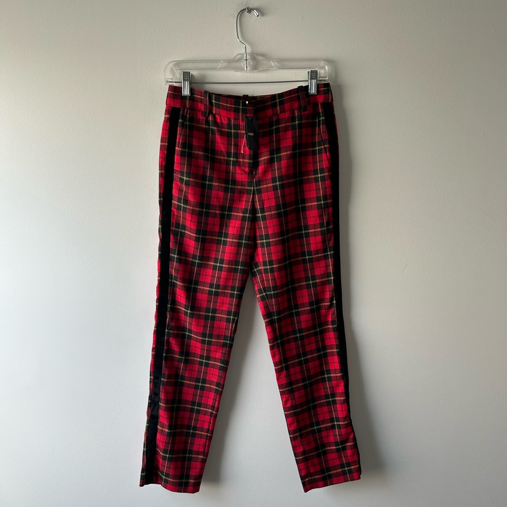 Maje Red Plaid Pants